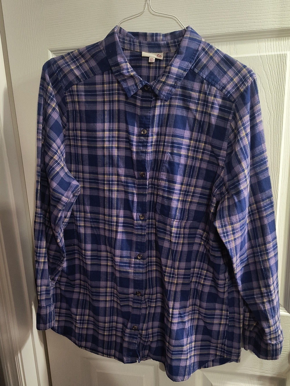 SO Purple and White Plaid Button-Down Shirt
